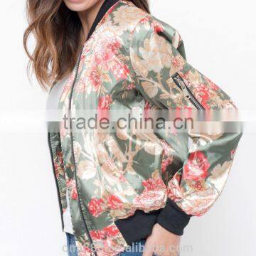 Wholesale Women Floral Bomber Jacket photo-2