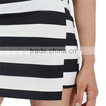 2017 OEM Spring Black and White Stripe High Weist Cotton Skirts photo-4