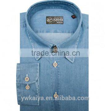 Spring men's long sleeve denim shirt cotton blue shirt for men