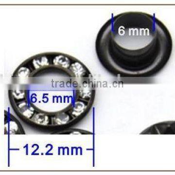 3 Colors 12mm Round Metal Brass Rhinestone Eyelets Crystal Diamond Grommets Glass Eyelets RE-12mm-001 photo-5