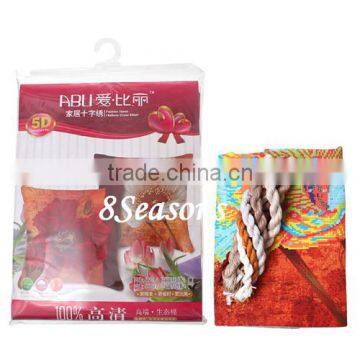 OEM Available Multicolor Flower Pattern Square Throw Pillow Cotton Embroidery Cross Stitch Needlework photo-2