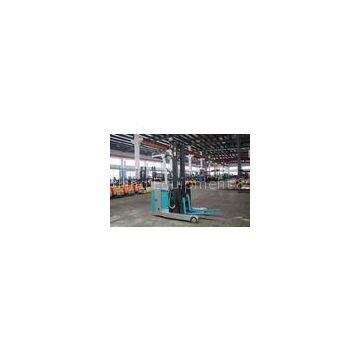 Blue Electric Reach Truck With Head Lamp , Narrow Aisle Reach Truck Forklift