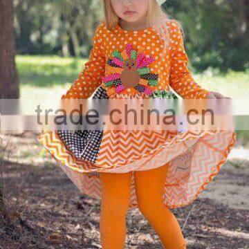 children clothes turkey embroidery Thanksgiving Day girls boutique clothing