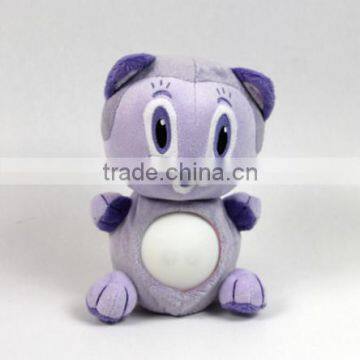 Cut purple cat LED night light plush toys for kids