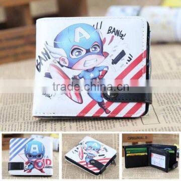 Super Hero Captain America Cartoon Purse Snap Fastener Anime Wallet Wholesale