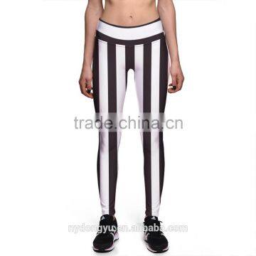 black white stripe jogging yoga legging capris/morning xg plus size fitness training athletic legging/tight sports pants