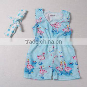 girls wholesale boutique clothing flamingo print sleeveless romper children clothing 2017 girls boutique romper