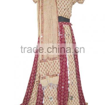 Elegant Handmade Designer Block Print Belly Dance Lehenga Choli Party dress on Dupatta