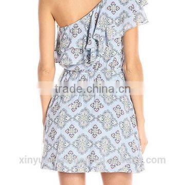 2017 Women Summer Prom Dress Chiffon Ruffle Design off Shoulder Dress photo-5