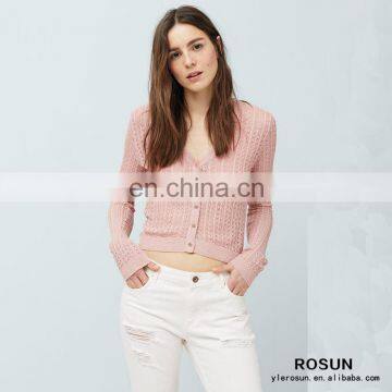 2016 womens button down pink cropped cardigan sweater on sale