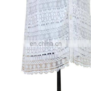 Women Top Grade Exquisite Sleeveless Shell Button Lace Blouse Dress photo-6