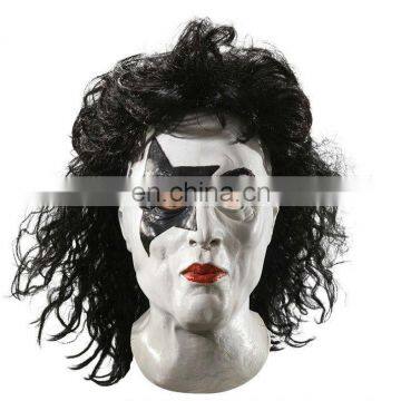 DELUXE KISS PAUL STANLEY STARCHILD OVER THE HEAD LATEX MASK WITH HAIR NEW