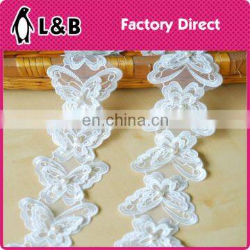 2017 3D butterfly design beaded lace for textile