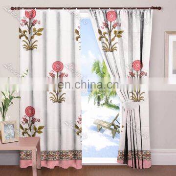 Floral Print Cotton Window Curtain Drapery Panel Door Valances