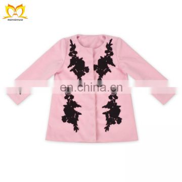 Girl Black Lace Pink Winter Coat Girl Hot Little Model Kids Trench Coat