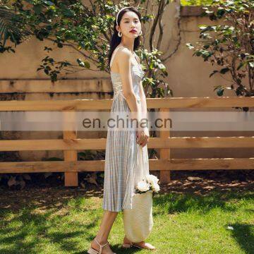 TWOTWINSTYLE Dresses Women Lace Up Bowknot Square Collar Sling Sleeveless High Waist Midi Drawstring photo-2