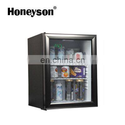 Honeyson hotel glass door mini refrigerator low energy consumption