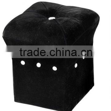 Modern black fabric ottoman with crystal