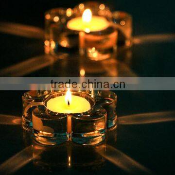 Hand made clear thick wall and bottom tealight candle holder flower shaped
