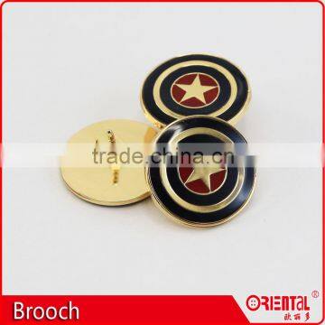 fashion round star enamel metal badge brooch pin for men