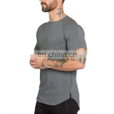 Men Casual Plus Size Quick Dry Plain Dyed Compressed Gyms Clothes Muscle Short Sleeve Fitness Sports 100% Cotton Blank T-shirt