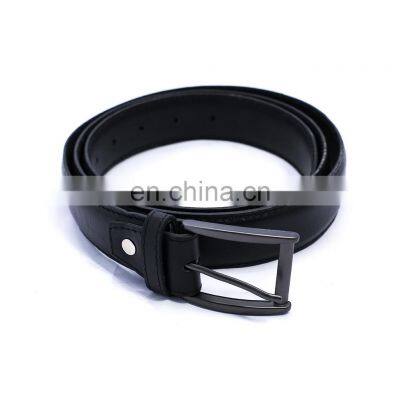 Latest black color pin buckle design men high quality genuine leather belt adjustable alloy belts for men