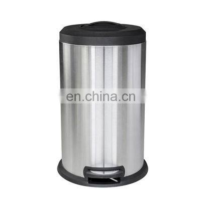 Hot selling 40L household stainless steel fingerprint proof trash can with soft closed dustbin compression kitchen trash bin