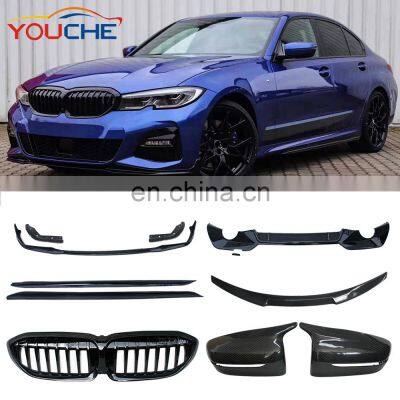 G20 MP body kits with 3pcs front lip ,rear diffuser spoiler wing for 3 series G20 2018-2019 M sport body parts side skirts