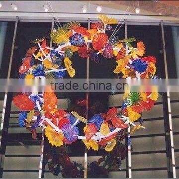 Luxury classic murano flower glass plates ceiling decoration