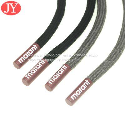 Custom Printing Logo Metal Shoelace Aglet Round Cotton Rope With Flat Metal Shoe Lace Cord Ends photo-4
