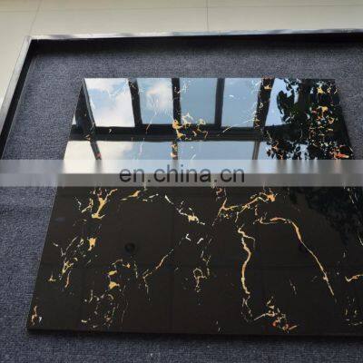 Dubai Building Ceramics Wear Resistant Black Gold Marble Floor Tile