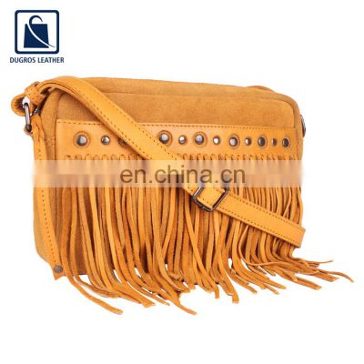 2022 New Arrival Widely Selling Stylish Matching Stitching Genuine Leather Women Sling Bag at Competitive Price