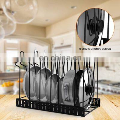 Multi Layer Modern Indoor Kitchen Cabinet Drawer Drying Management Storage Shelf Rack Expandable Shovel Lid and Pan Organizer