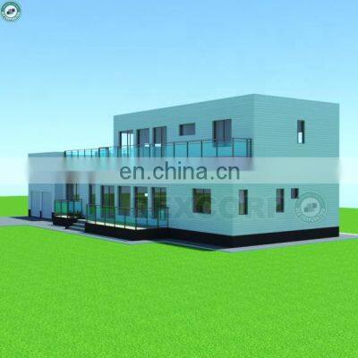 378sqm 2 Storey 3 Bedroom Luxury Prefabricated House PU Cladded Prefab Villa with 2 Garages & Large Balcony