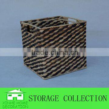 S/2 Square Natural Water Hyacinth Woven Storage Cubes photo-2