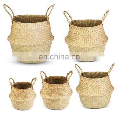 Hot Sale Manufacturing Natural Seagrass Belly Basket Best Seller Plant Holder Storage Basket Decor Home Wholesale