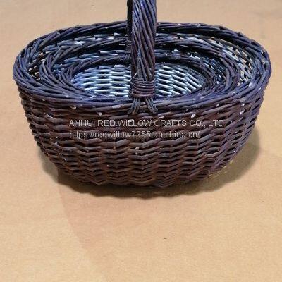 Customized Willow Storage Basket Round Shape Storage With Handle for Flower photo-2