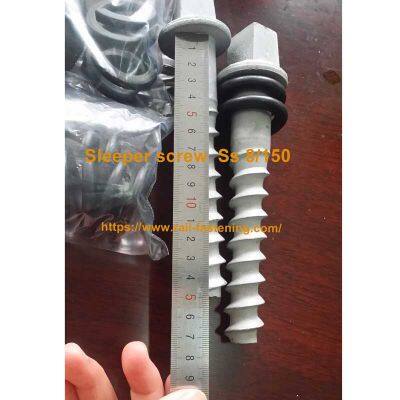 Railway Fasteners Ss8 Ss35 Sleeper Screw Spike