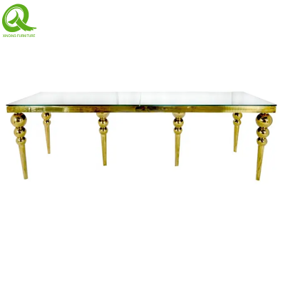 Hot sale Golden Glass top wedding table event banquet table