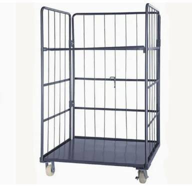 OEM Steel Logistics Cart Wire Mesh Roll Container with Wheels Storage Rolling Cage Cart