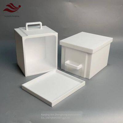 Ptfe Square Box With Handle for Chemical Storage and Containment, High Purity, Non-leaching