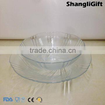 Embossed Glass Bowl 480ml Cear Dishes For Kitchen