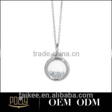 925 Silver Artificial Diamond Round Ring Pendant for Women Tamil om Pendant photo-2