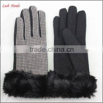 Ladies Fur Cuff Fashion Woolen Gloves With Wholesale Price photo-2