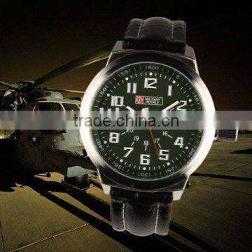 MR025 Brand New Green face Design mens man analog army military sport leatcher watch