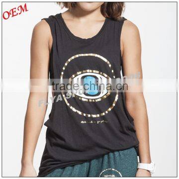 100% Cotton Custom Plain Round Neck Sleeveless Gym Wear Sexy Womens Fitness Tank Top photo-2