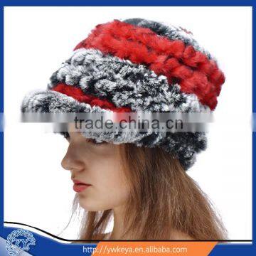 Wholesale 2015 fashionable knitted rex rabbit fur Winter women hat