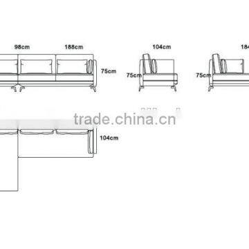 2015 Modern Design Top Grain Leather Sectional Sofa Furniture MS1210 photo-3