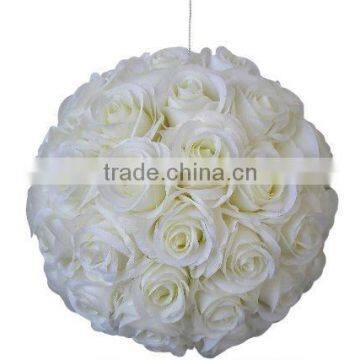 7.5" Decorative Artificial Flower Ball, Artificial Hanging Flower Ball, White Rose Flower Ball