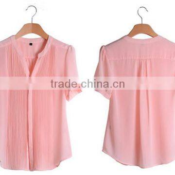 Ladies chiffon v-neck ruffle shirt